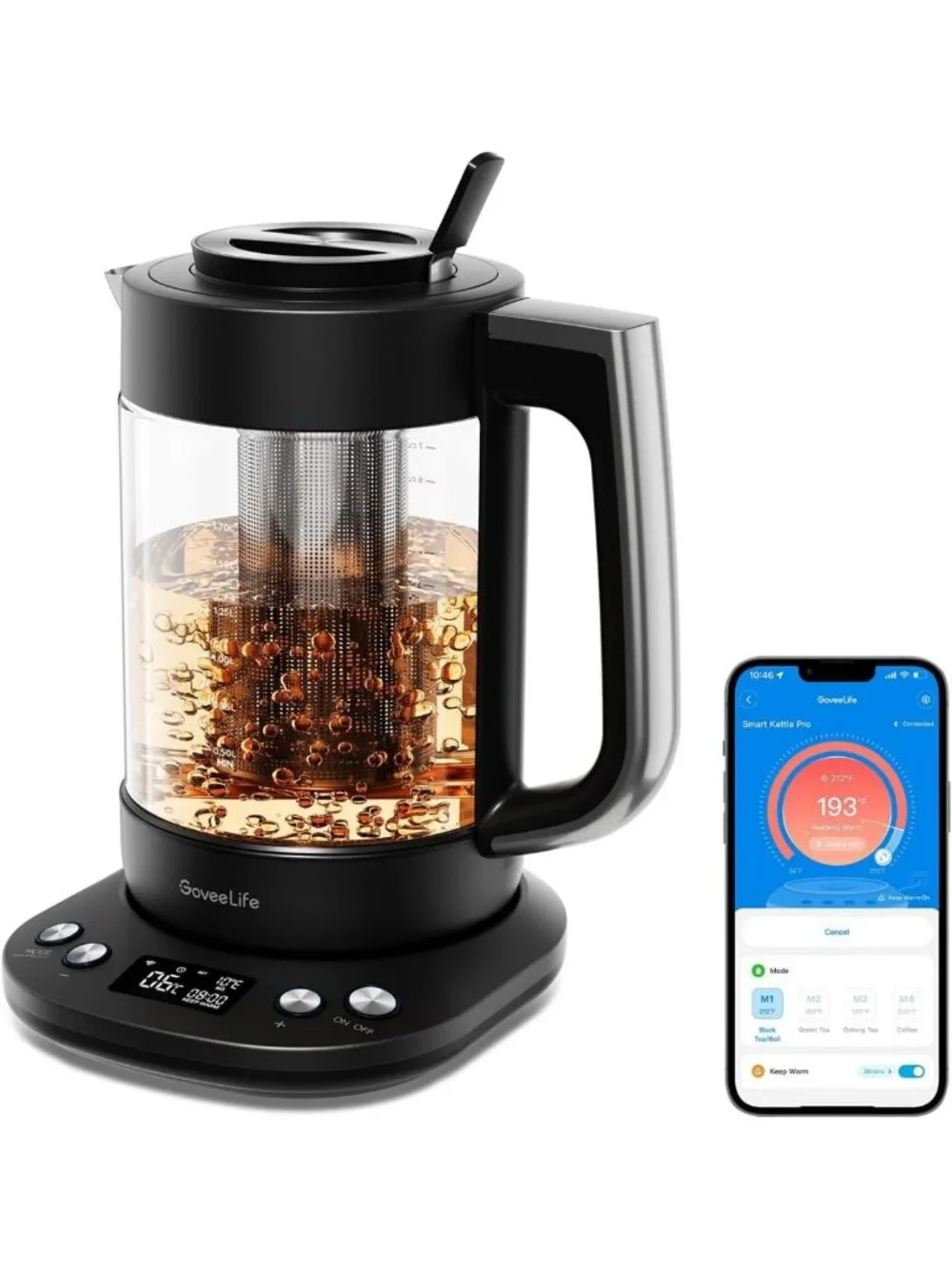Smart Electric Kettle with Tea Infuser, 1.7L Capacity, Perfect for Loose Leaf